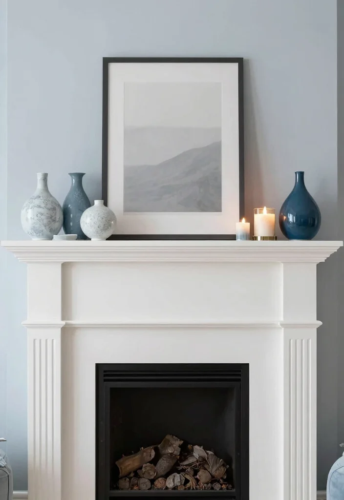 14 Fireplace Mantel Decorating Ideas for Seasonal Styling 49 14 Fireplace Mantel Decorating Ideas for Seasonal Styling 9. Color Coded Harmony 0