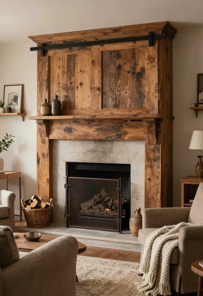 14 Fireplace Surround Ideas for a Finished Look 1. Rustic Barnwood Surround 0