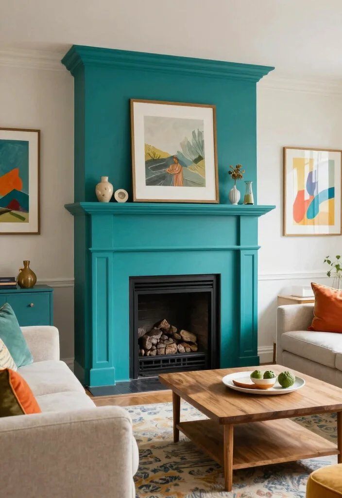 14 Fireplace Surround Ideas for a Finished Look 10. Bold Color Surround 0