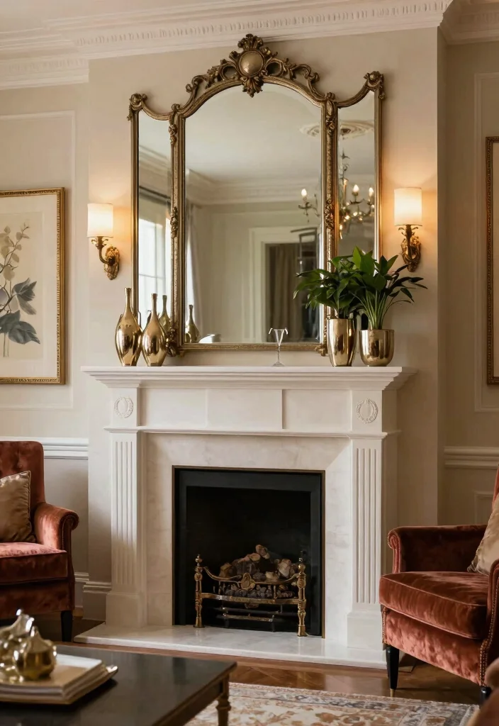 14 Fireplace Surround Ideas for a Finished Look 6. Antique Mirror Surround 0