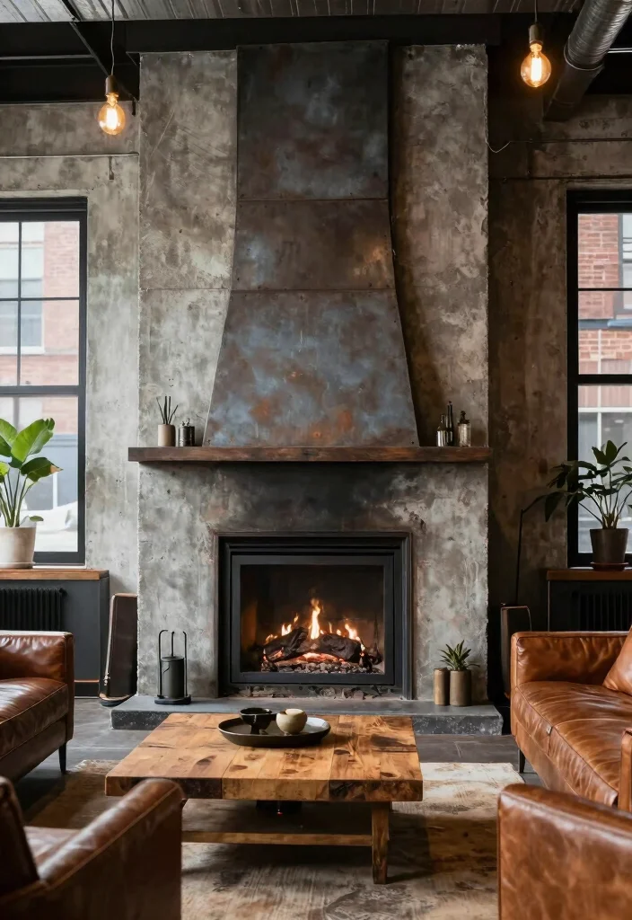 14 Fireplace Surround Ideas for a Finished Look 8. Industrial Style Surround 0