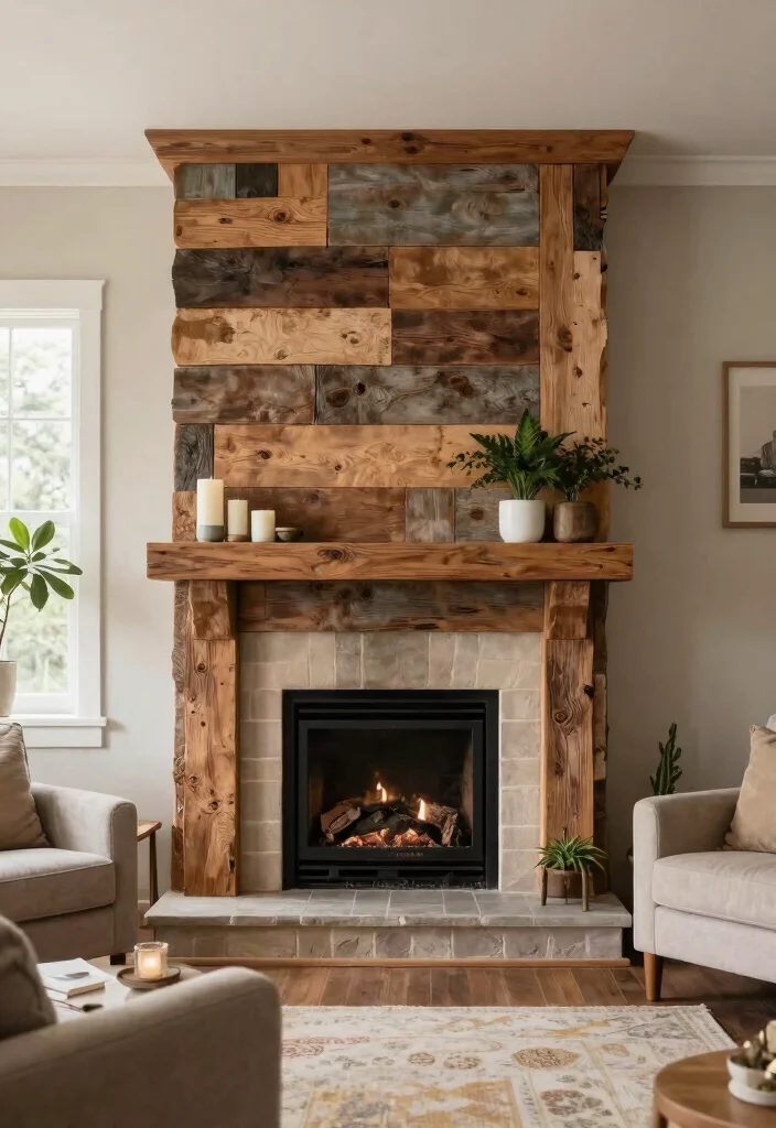 14 Fireplace Wall Ideas for a Strong Visual Statement 1. Reclaimed Wood Accents 0