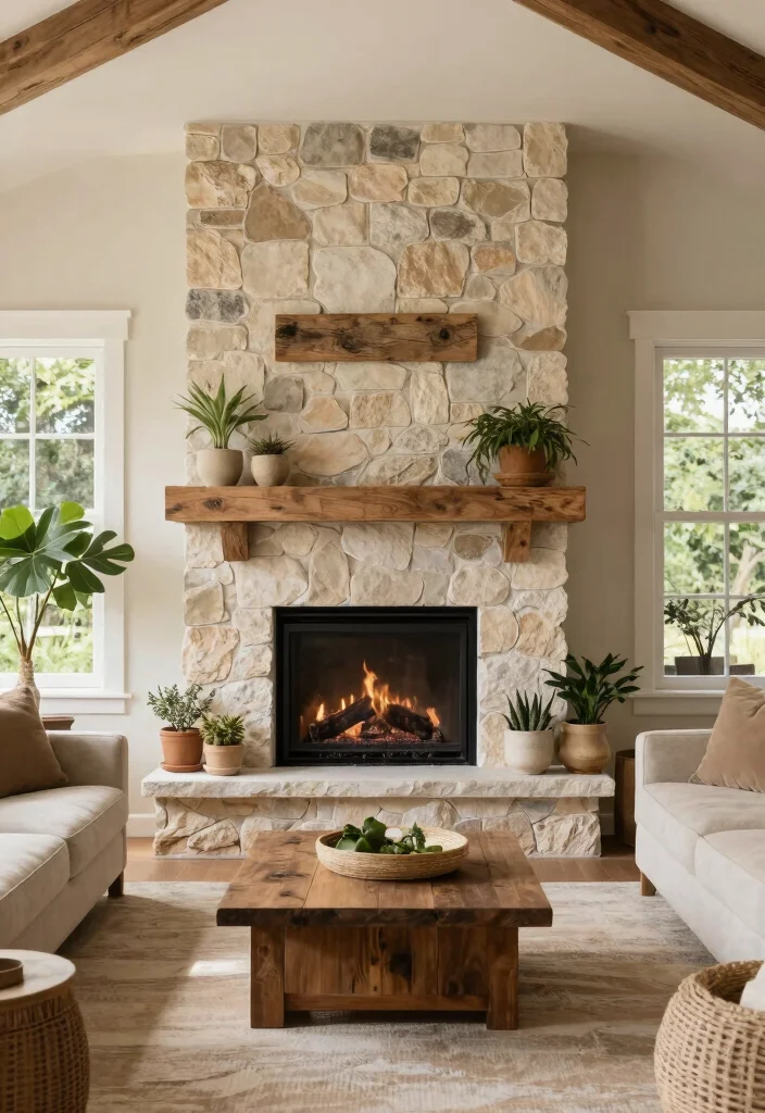 14 Fireplace Wall Ideas for a Strong Visual Statement 13. Outdoor Inspired Decor 0