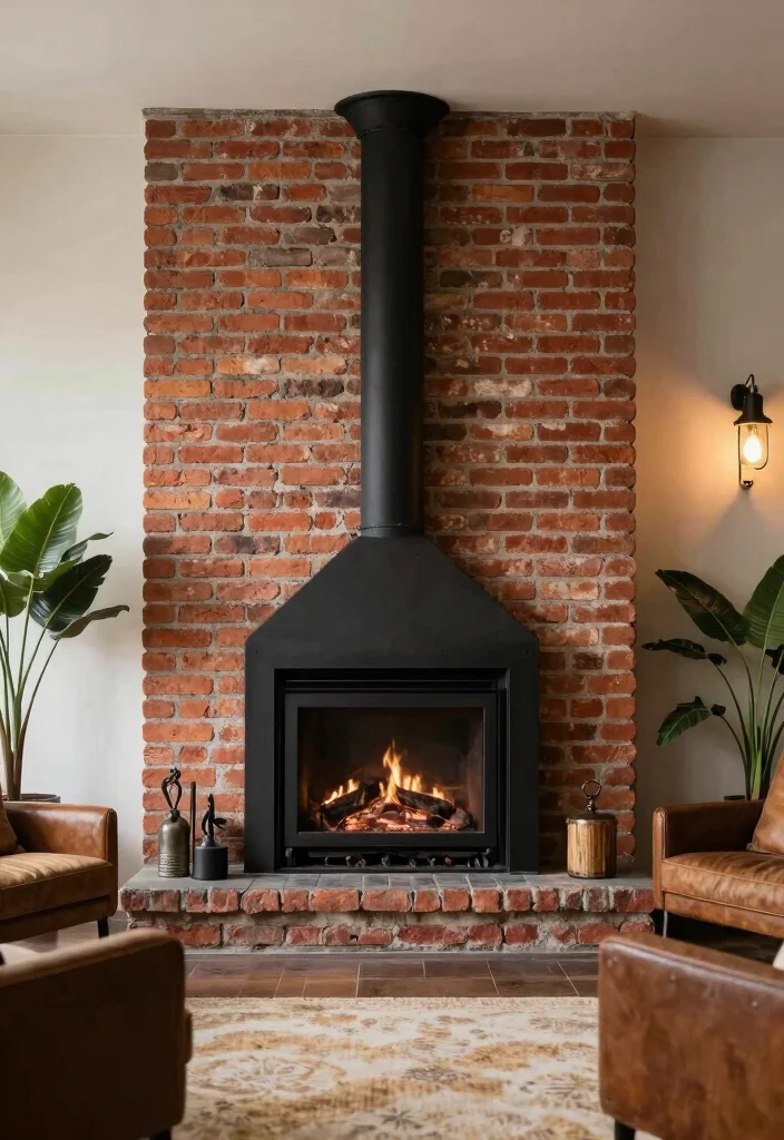 14 Fireplace Wall Ideas for a Strong Visual Statement 5. Industrial Chic 0