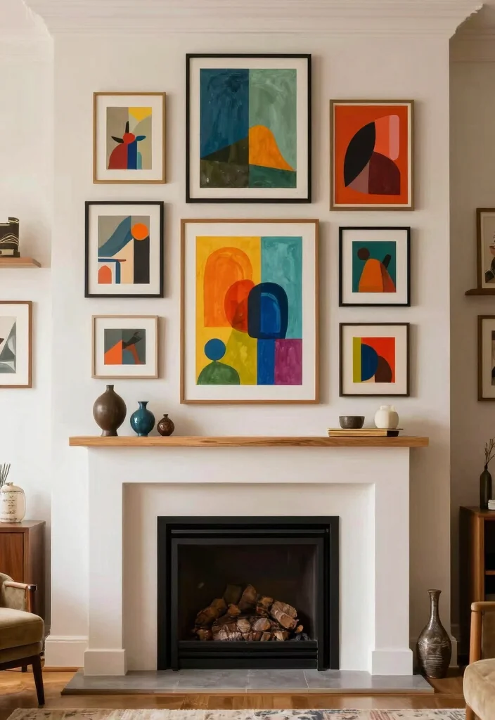 14 Fireplace Wall Ideas for a Strong Visual Statement 8. Artistic Rearrangement 0