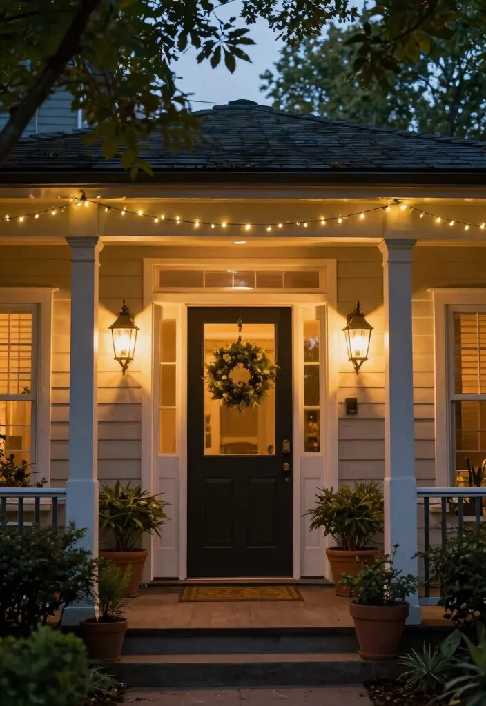 14 Front Entryway Exterior Ideas for Instant Charm 5. Charming Lighting Fixtures 0
