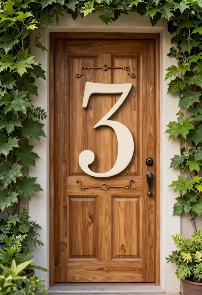 14 Front Entryway Exterior Ideas for Instant Charm 7. Artful House Numbers 0