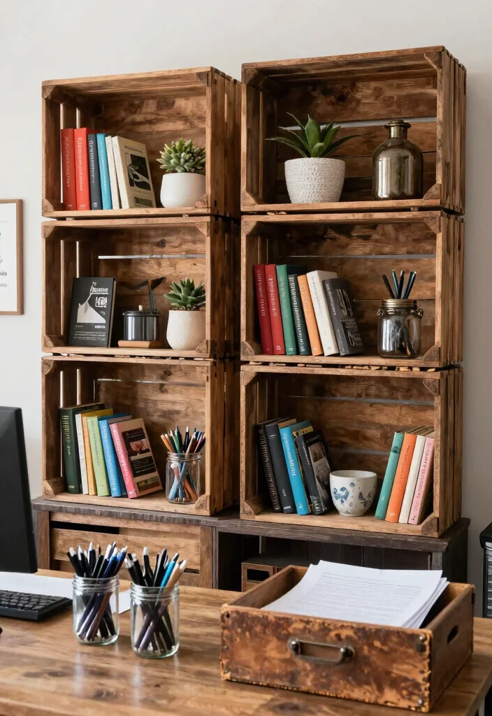 14 Home Office Decor Ideas for a Finished Look 14 14 Home Office Decor Ideas for a Finished Look 4. Upcycled Storage Solutions 0