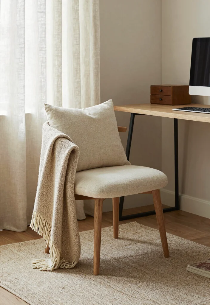 14 Home Office Decor Ideas for a Finished Look 25 14 Home Office Decor Ideas for a Finished Look 5. Cozy Textiles 0