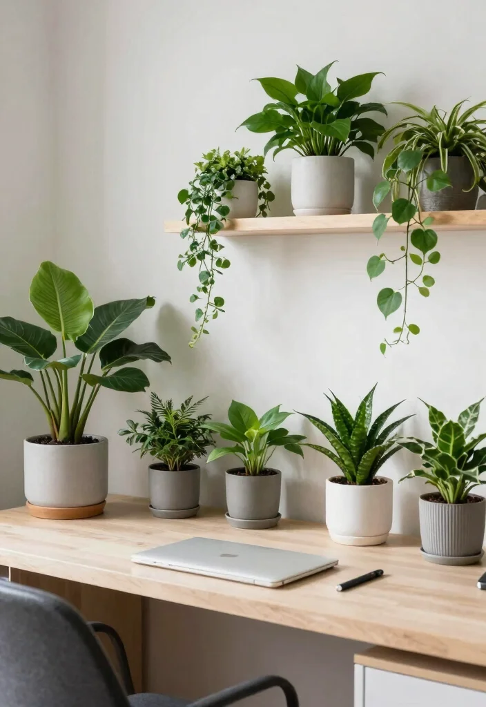 14 Home Office Ideas for Small Spaces 11. Plants for a Fresh Look 0