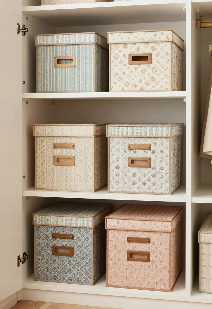 14 Ideas de Closet para Cuartos Pequeos Funcionales y Bonitos 6. Uso de Cajas de Almacenamiento 0