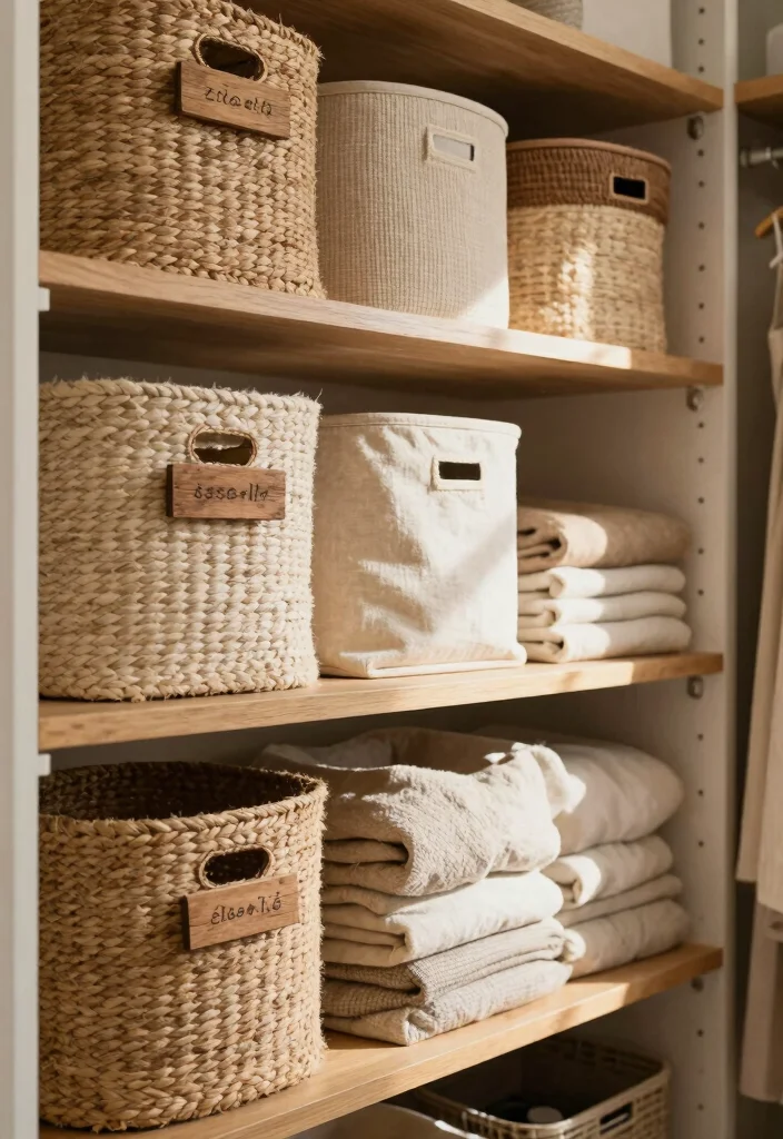14 Master Closet Ideas for Calm and Organized Living 1. Eco Friendly Storage Bins 0 1