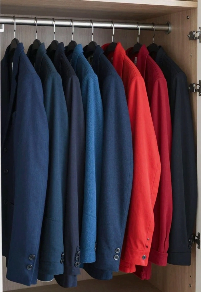 14 Master Closet Ideas for Calm and Organized Living 4. Color Coded Clothing Arrangement 0 1
