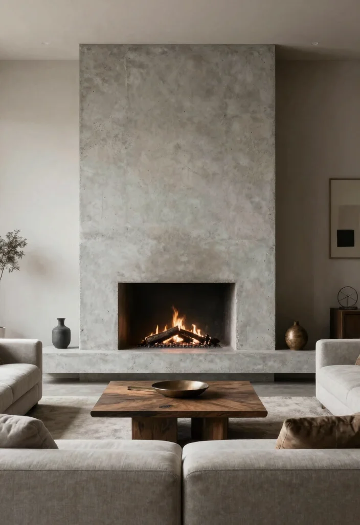 14 Modern Fireplace Ideas with Clean Architectural Lines 34 14 Modern Fireplace Ideas with Clean Architectural Lines 8. Minimalist Concrete Fireplaces 0