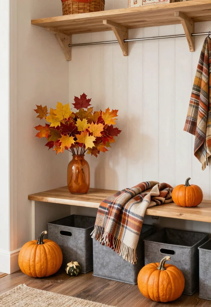 14 Mud Room Entryway Ideas That Stay Tidy 9. Seasonal Decor Rotation 0