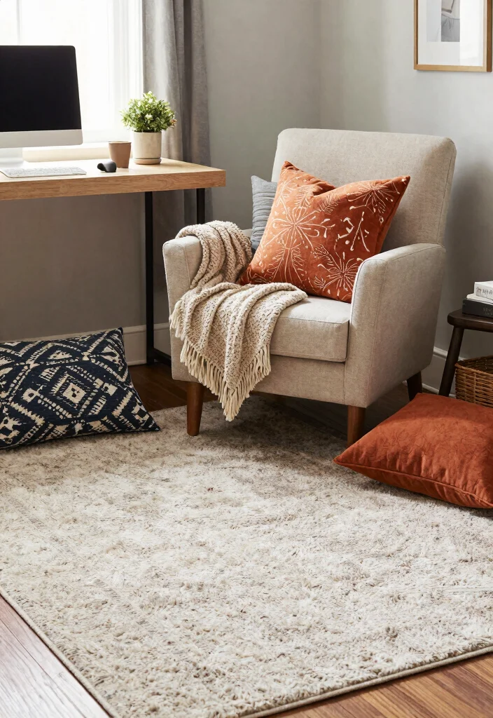 14 Office Decor Ideas to Boost Focus and Motivation 10. Soft Textiles 0