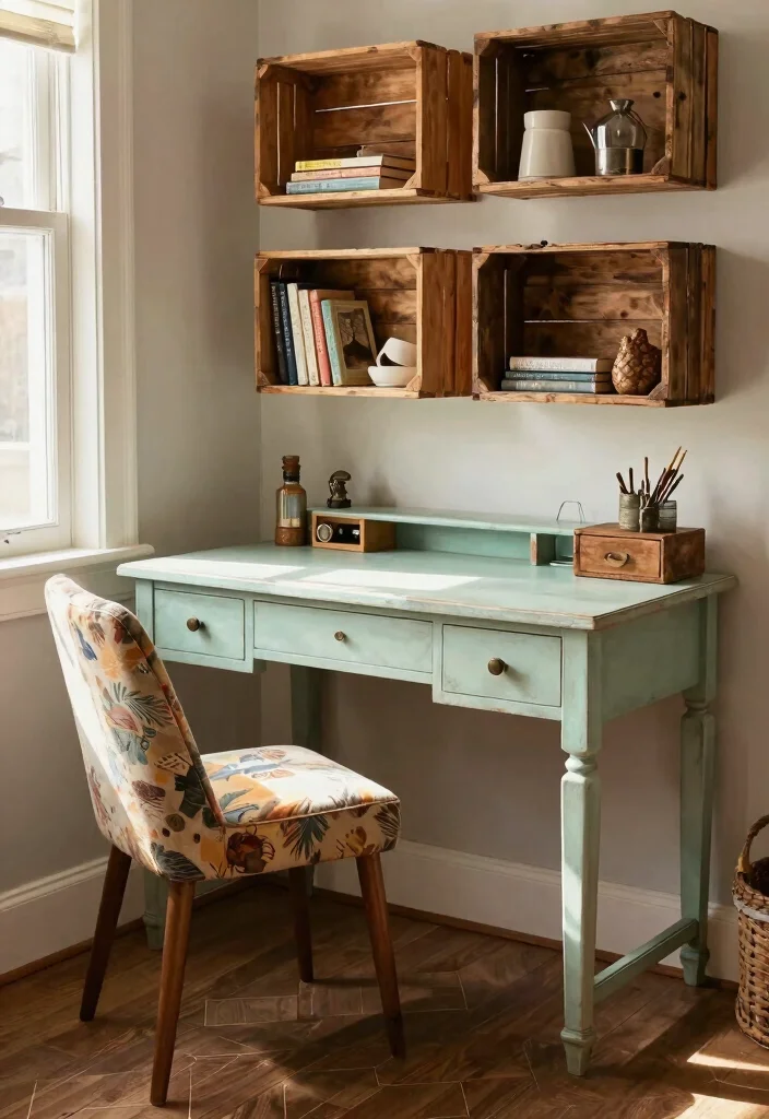 14 Office Decor Ideas to Boost Focus and Motivation 2. Upcycled Furniture 0