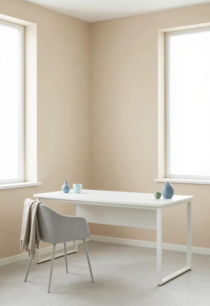 14 Office Decoration Ideas That Feel Calm 2. Stick to a Neutral Color Palette 0