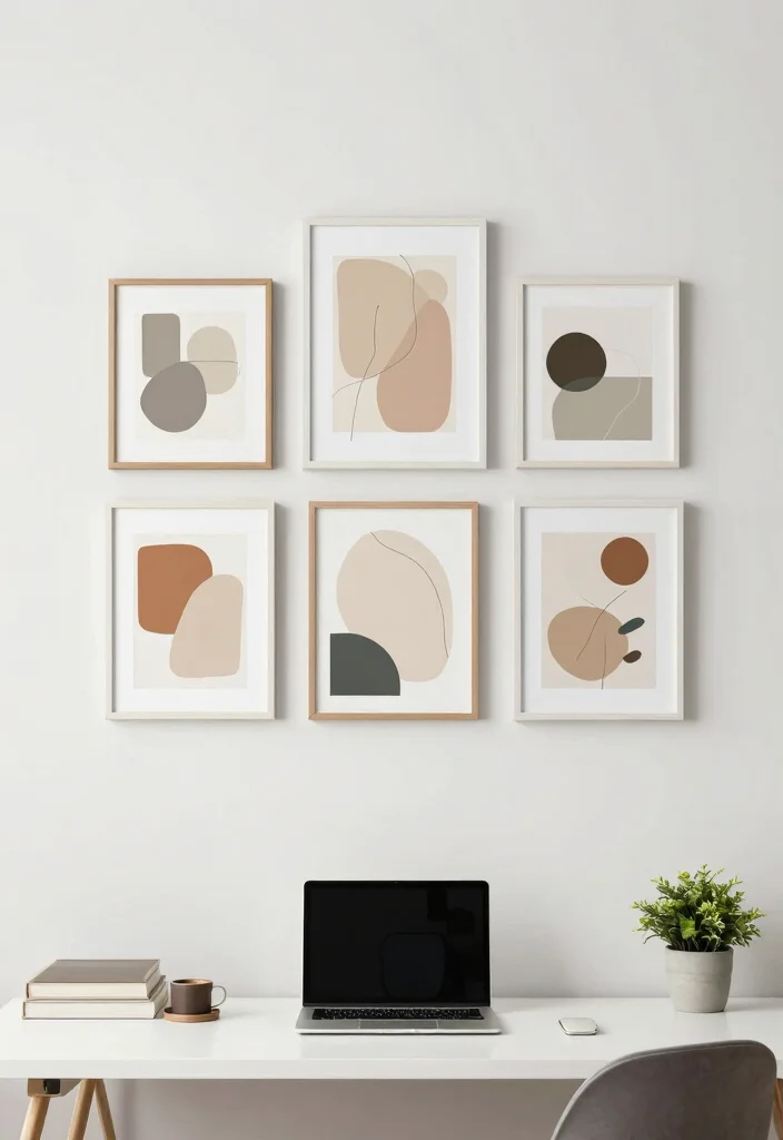 14 Office Decoration Ideas That Feel Calm 5. Personalize with Minimal Art 0