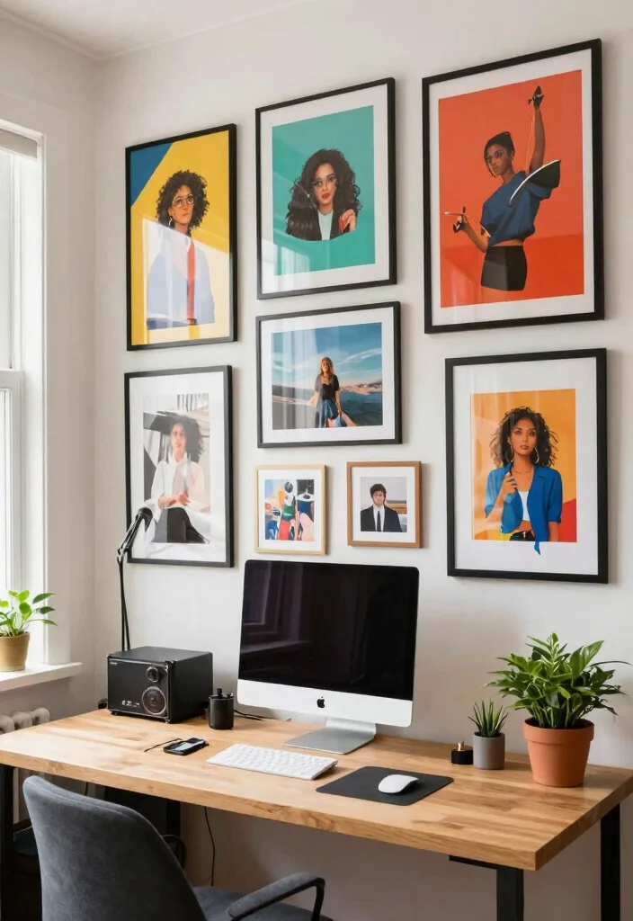 14 Office Ideas to Create a Productive Home Workspace 8. Inspiring Wall Art 0