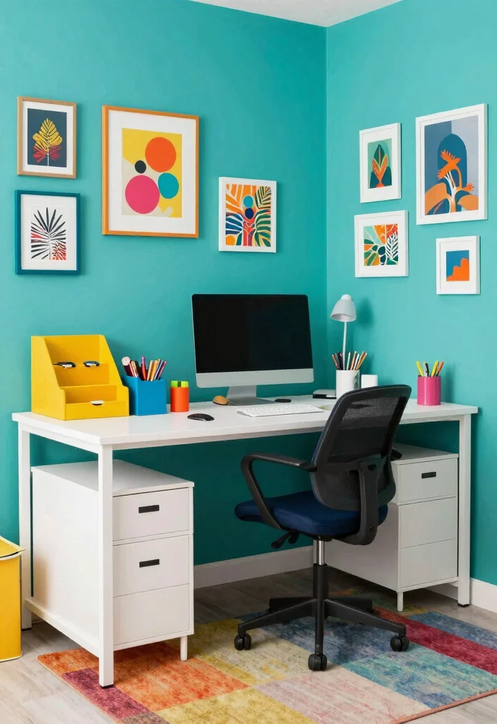 14 Office Room Ideas with Practical Layouts 25 14 Office Room Ideas with Practical Layouts 5. Colorful Accents 0
