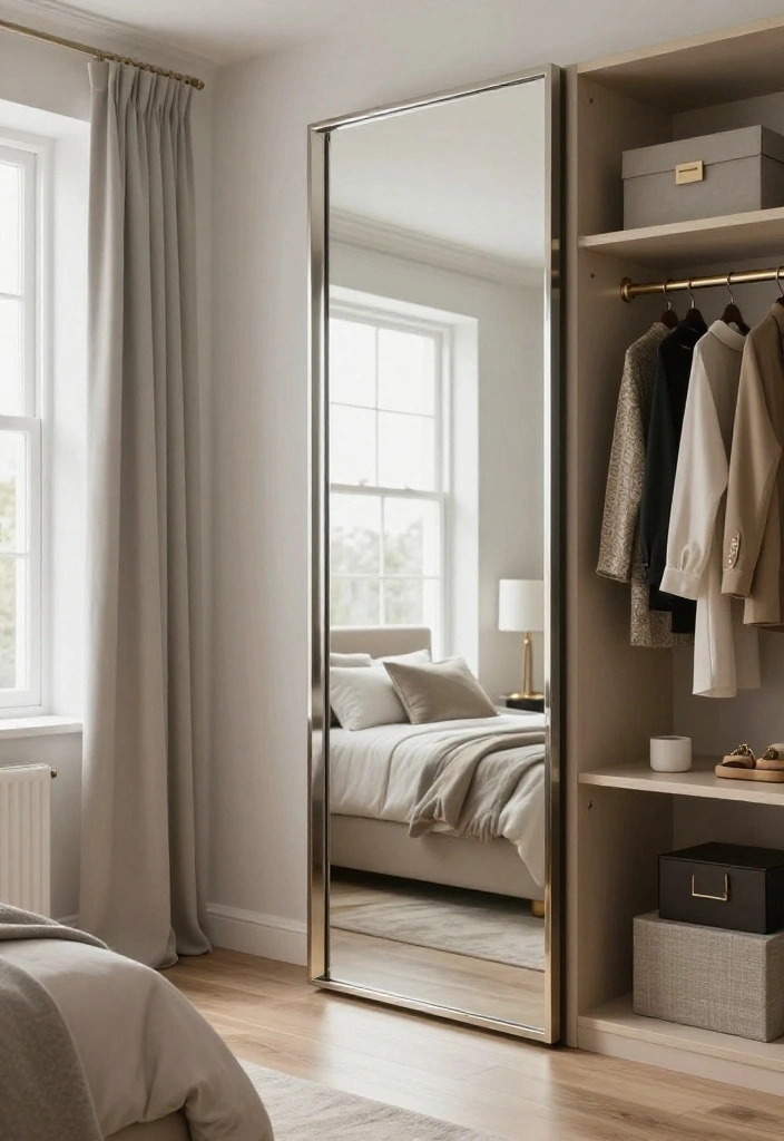 14 Open Closet Ideas for Modern and Airy Bedrooms 64 14 Open Closet Ideas for Modern and Airy Bedrooms 14. Incorporate a Mirror for Depth 0