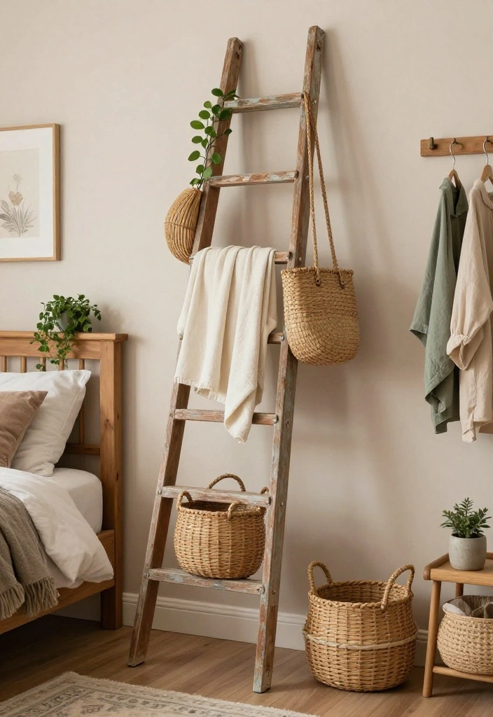 14 Open Closet Ideas for Modern and Airy Bedrooms 27 14 Open Closet Ideas for Modern and Airy Bedrooms 7. Vintage Ladder as a Closet Space 0