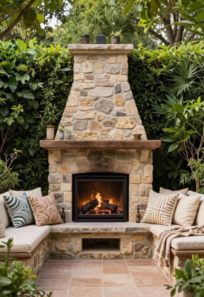 14 Outdoor Fireplace Ideas for Backyard Gatherings 10. Outdoor Corner Fireplace 0