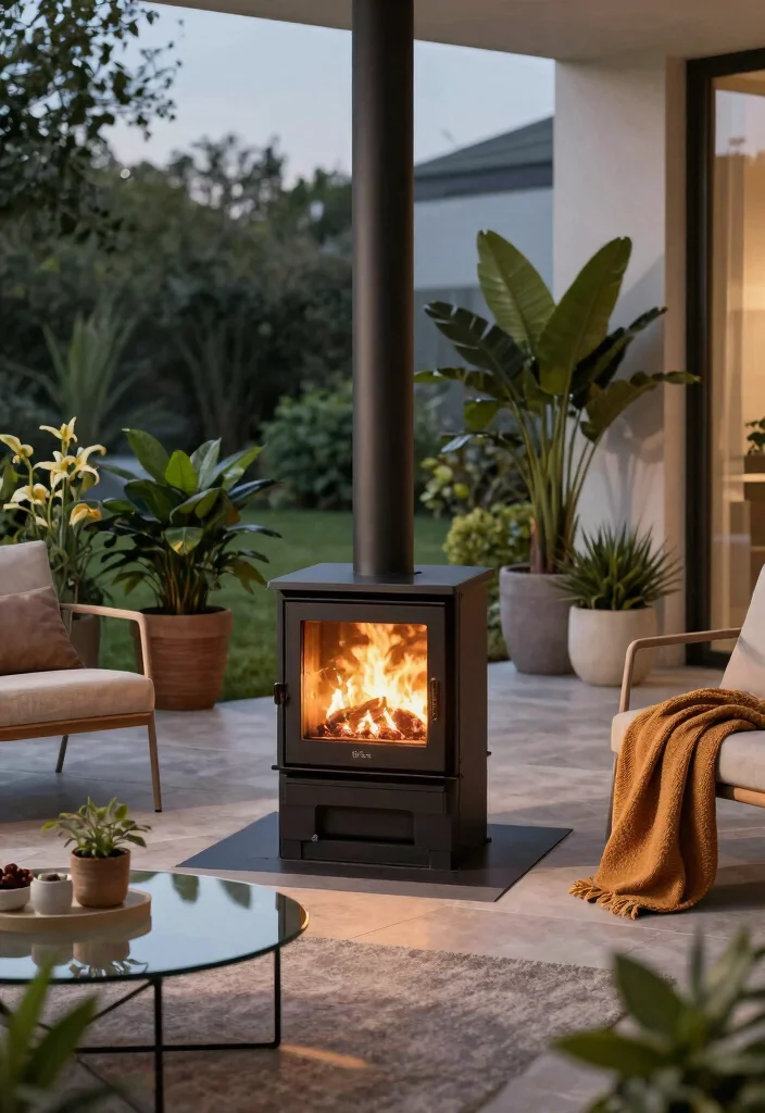 14 Outdoor Fireplace Ideas for Backyard Gatherings 2. Eco Friendly Pellet Stove 0