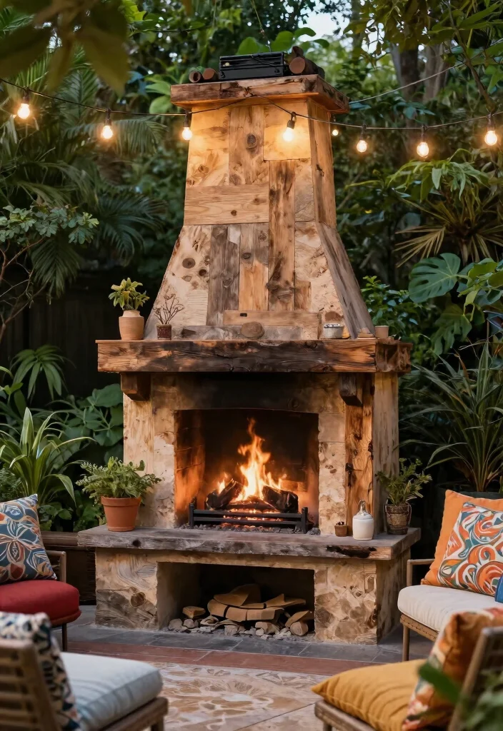 14 Outdoor Fireplace Ideas for Backyard Gatherings 6. Reclaimed Wood Fireplace 0