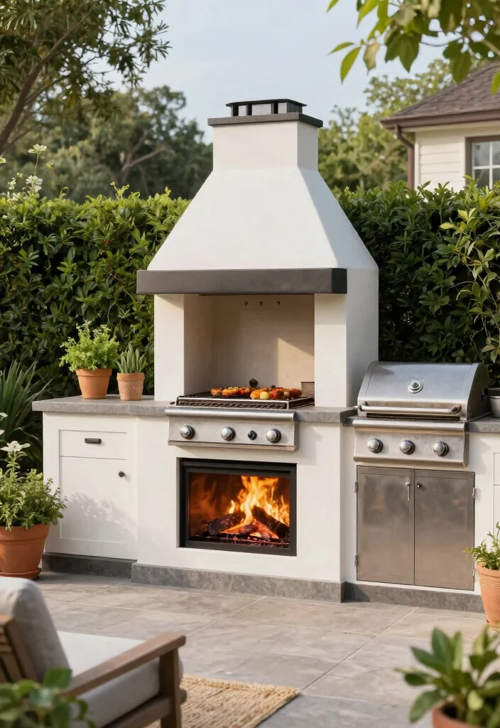 14 Outdoor Fireplace Ideas for Backyard Gatherings 7. Built in Grill and Fireplace Combo 0