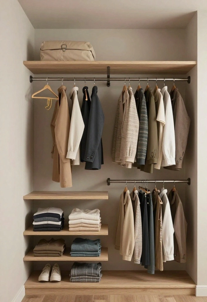 14 Small Walkin Closet Ideas for Tight and Narrow Layouts 10. Hang Clothes Strategically 0