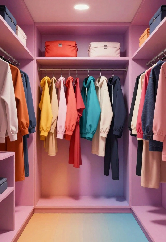14 Small Walkin Closet Ideas for Tight and Narrow Layouts 12. Use Color Coordination 0