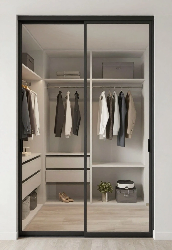 14 Small Walkin Closet Ideas for Tight and Narrow Layouts 2. Incorporate Sliding Doors 0
