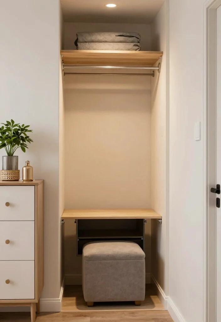 14 Small Walkin Closet Ideas for Tight and Narrow Layouts 6. Opt for Multi Functional Furniture 0