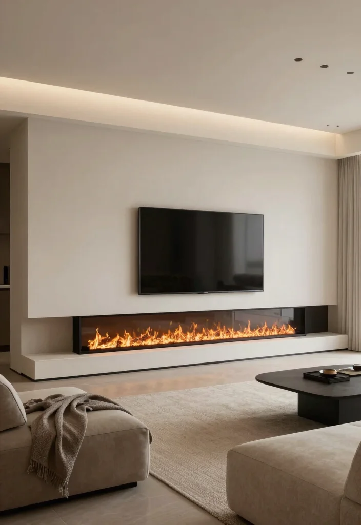 14 TV Fireplace Wall Ideas for Media Focused Rooms 10. Open Concept TV Fireplace Wall 0