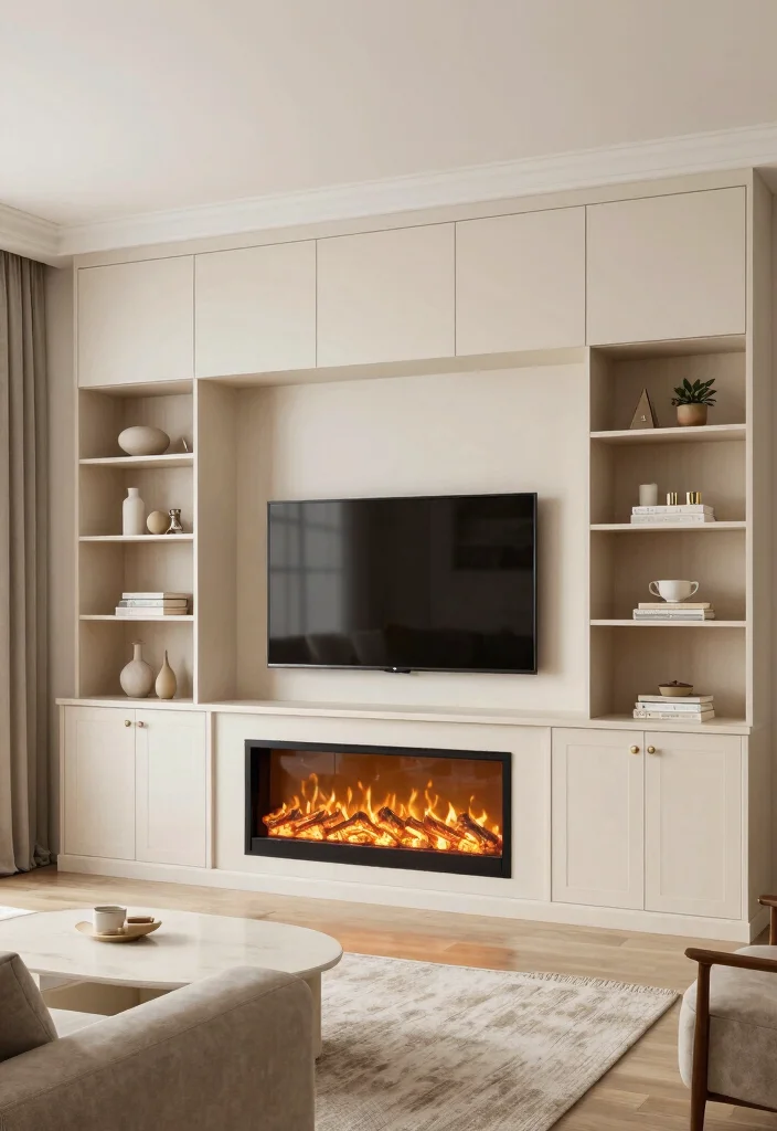 14 TV Fireplace Wall Ideas for Media Focused Rooms 5. Integrated Storage Solutions 0