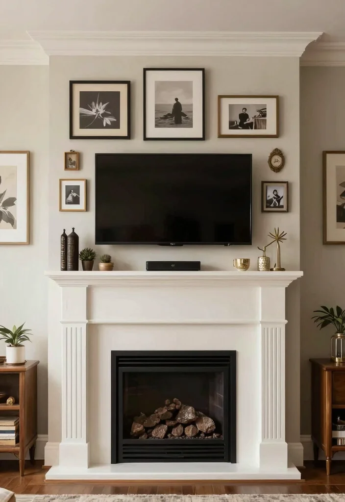 14 TV Over Fireplace Ideas for Balanced Layouts 10. Incorporating a Mantel Screen 0 1
