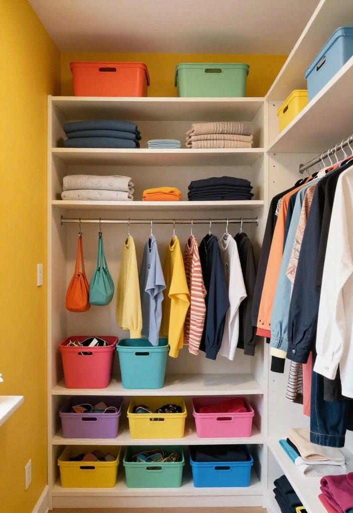 14 Walk-in Closet Ideas That Feel Clean and Boutique Style 26 14 Walk in Closet Ideas That Feel Clean and Boutique Style 6. Colorful Accents 0 1