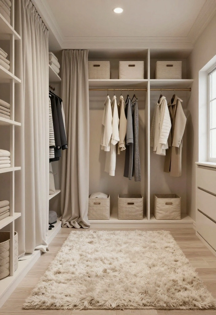 14 Walk-in Closet Ideas That Feel Clean and Boutique Style 49 14 Walk in Closet Ideas That Feel Clean and Boutique Style 9. Elegant Textiles 0 1