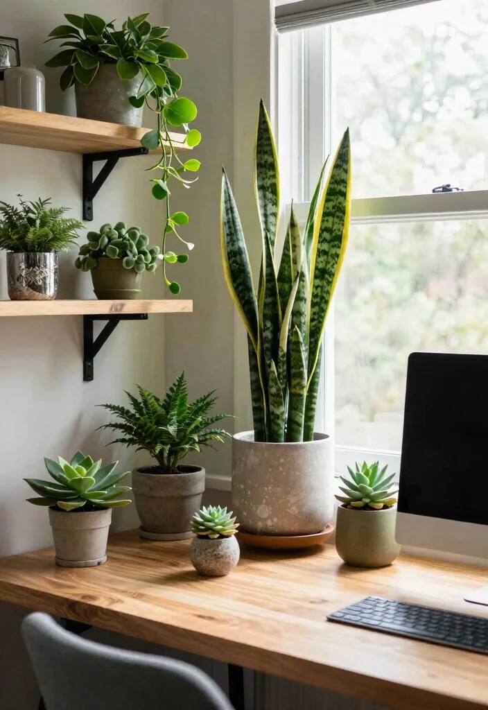 16 Home Office Ideas for Comfortable Everyday Work 8. Indoor Plants 0