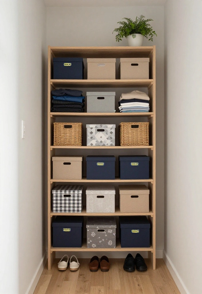 16 IKEA Closet Ideas for Affordable Custom Storage 1 16 IKEA Closet Ideas for Affordable Custom Storage 1. Vertical Shelving Wonders 0