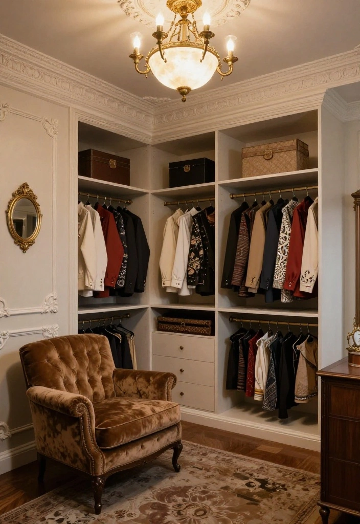16 Master Walk In Closet Ideas with Luxury Layouts 14. Vintage Glamour 0 1