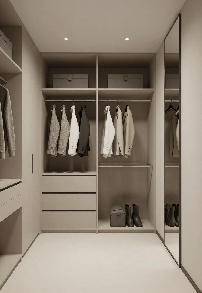 16 Master Walk In Closet Ideas with Luxury Layouts 8. Minimalist Approach 0 1