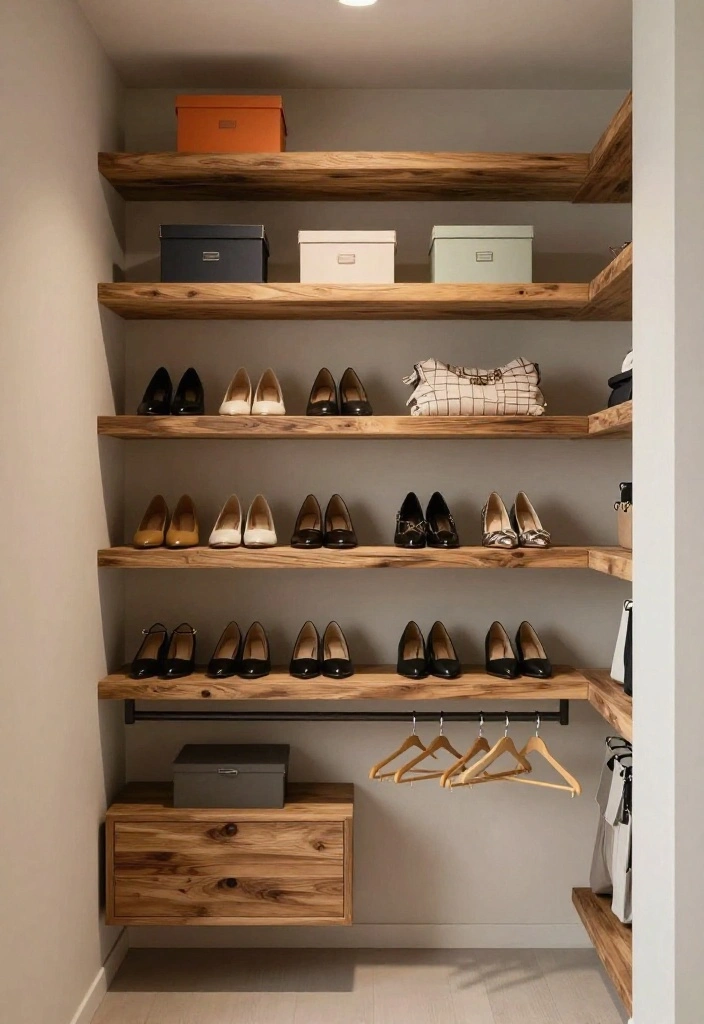16 Small Walk In Closet Ideas That Maximize Every Inch 1 16 Small Walk In Closet Ideas That Maximize Every Inch 1. Floating Shelves for Stylish Storage 0