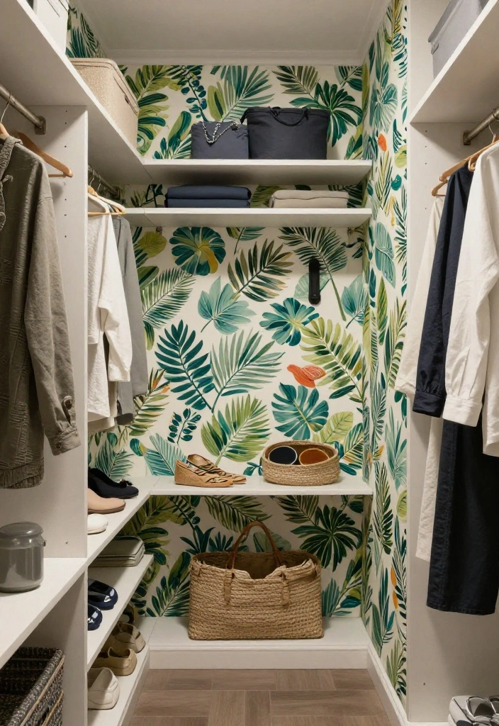 16 Small Walk In Closet Ideas That Maximize Every Inch 50 16 Small Walk In Closet Ideas That Maximize Every Inch 10. Eco Friendly Wallpaper for a Pop of Personality 0