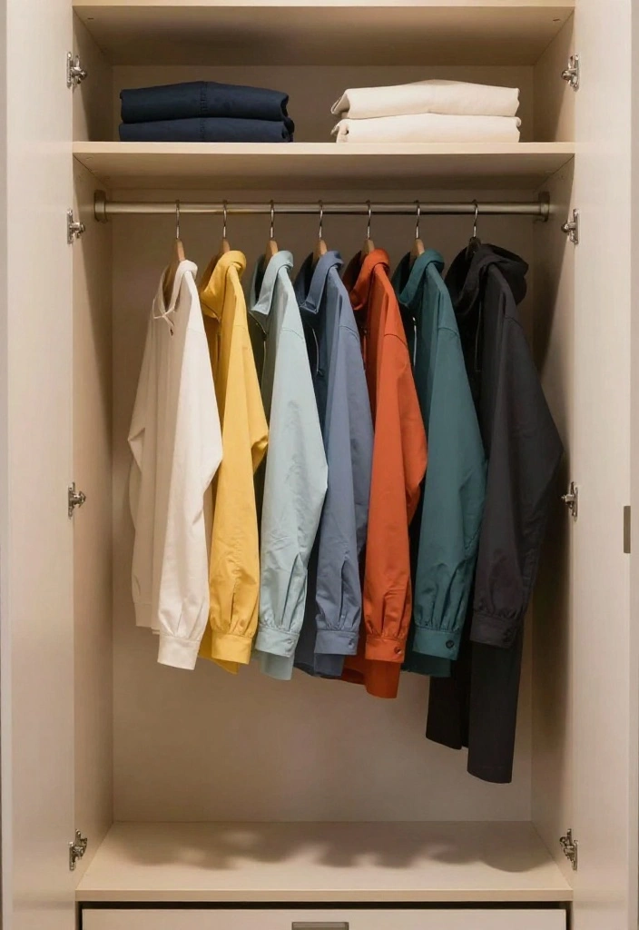 16 Small Walk In Closet Ideas That Maximize Every Inch 26 16 Small Walk In Closet Ideas That Maximize Every Inch 6. Color Coded Clothes for Easy Access 0